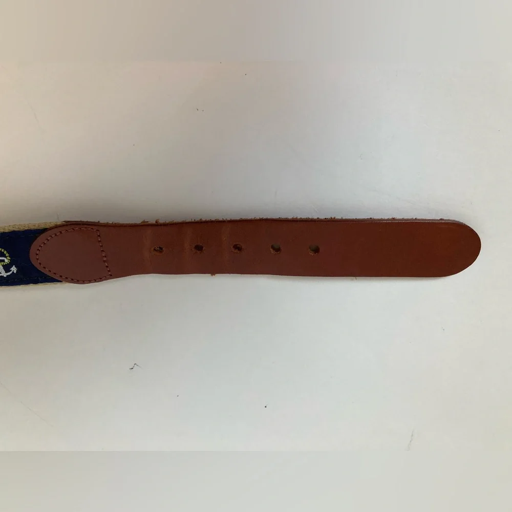 Leather Man LTD Belt Blue Leather/Brass Anchors 42